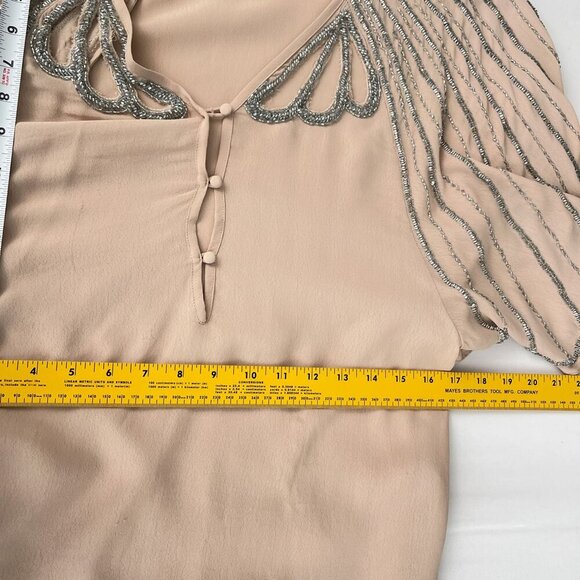 Boyod Embellishments V-Neck Butterfly Half Sleeve Nancy Top Pink Silver Women S - Picture 12 of 13